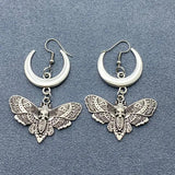 Gothic Moth & Moon Earrings