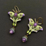 Earrings Green/Purple Moth