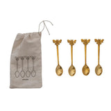 Brass Bee Spoons, 4/Set